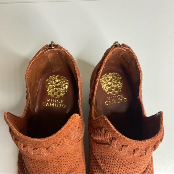 Vince Camuto Palmina Perforated Suede Ankle Booties Cayenne - Picture 4 of 8